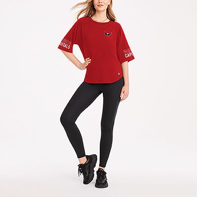 Women's DKNY Sport Red Washington Capitals Diana Tri-Blend Oversized T-Shirt