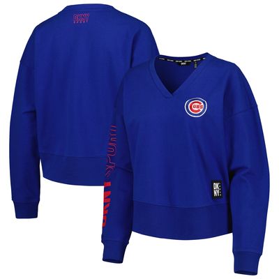 Women's DKNY Sport Royal Chicago Cubs Lily V-Neck Pullover Sweatshirt