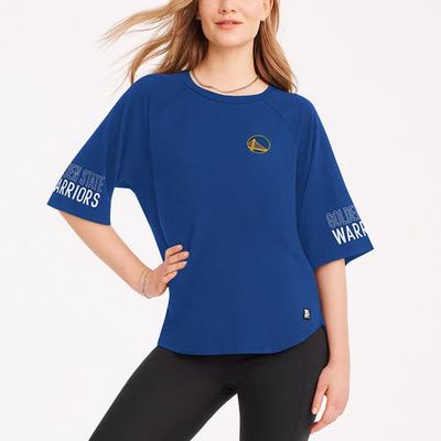 Women's DKNY Sport Royal Golden State Warriors Diana Raglan Tri-Blend Oversized T-Shirt