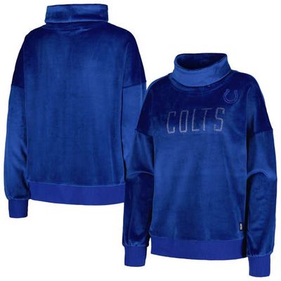 Women's DKNY Sport Royal Indianapolis Colts Deliliah Rhinestone Funnel Neck Pullover Sweatshirt