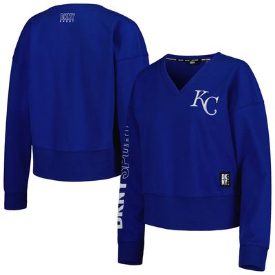 Women's DKNY Sport Royal Kansas City Royals Lily V-Neck Pullover Sweatshirt