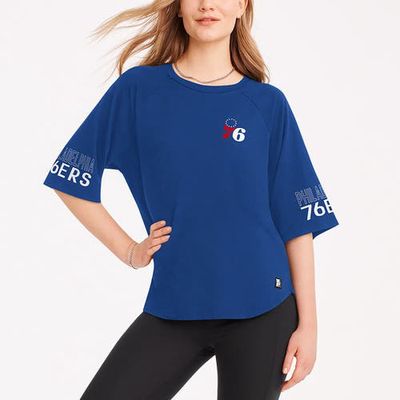 Women's DKNY Sport Royal Philadelphia 76ers Diana Raglan Tri-Blend Oversized T-Shirt