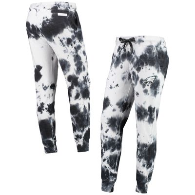 Women's DKNY Sport White/Black Philadelphia Eagles Melody Tie-Dye Jogger Pants