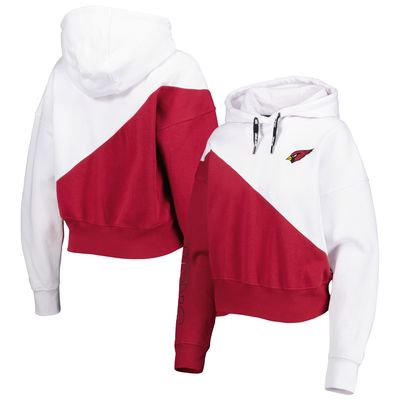 Women's DKNY Sport White/Cardinal Arizona Cardinals Bobbi Color Blocked Pullover Hoodie