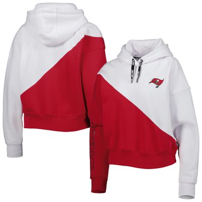 Women's DKNY Sport White/Red Tampa Bay Buccaneers Bobbi Color Blocked Pullover Hoodie
