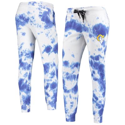 Women's DKNY Sport White/Royal Los Angeles Rams Melody Tie-Dye Jogger Pants