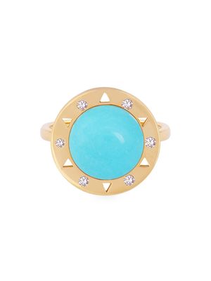 Women's Dolce Vita 18K Gold, Diamond & Turquoise Ring - Yellow Gold - Size 6