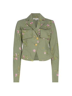 Women's Dolisa Floral Cargo Jacket - Olive Green - Size 0