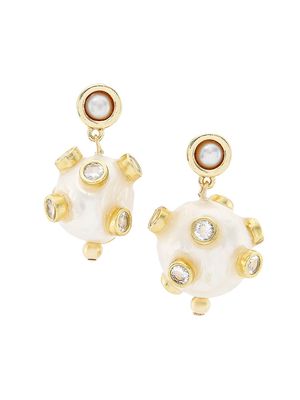 Women's Dolly 14K-Gold-Filled, Freshwater Pearl, & Cubic Zirconia Drop Earrings - Gold
