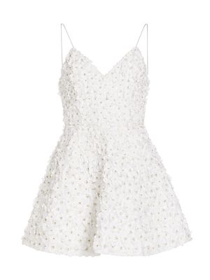 Women's Domenica Floral Embellished Minidress - Off White - Size 4