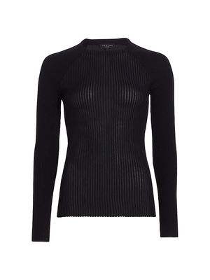 Women's Dorit Rib-Knit Wool-Blend Crewneck Sweater - Black - Size Small