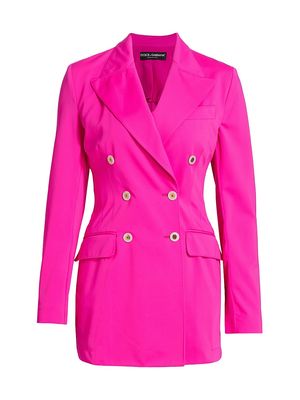 Women's Double-Breasted Tech Coat - Fucsia - Size 2