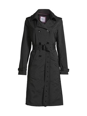 Women's Double-Breasted Trench Coat - Black - Size XS