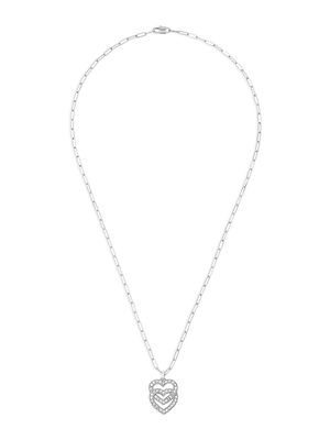 Women's Double Coeurs 18K White Gold & Diamond Pendant Necklace - White Gold - White Gold