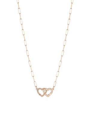 Women's Double Coeurs R9 18K Rose Gold & Diamond Chain Necklace - Rose Gold - Size Small - Rose Gold - Size Small