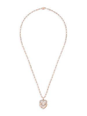Women's Double Curs 18K Pink Gold & Diamond Pendant Necklace - Pink Gold - Pink Gold