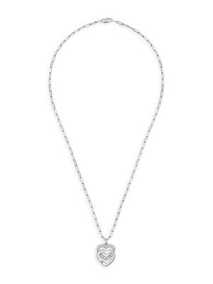 Women's Double Curs 18K White Gold & Diamond Pendant Necklace - White Gold - White Gold