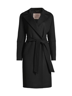 Women's Double-Face Wrap Coat - Black - Size 4
