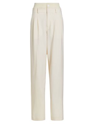 Women's Double Waistband Straight-Leg Trousers - Ivory - Size 8