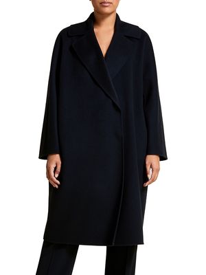 Women's Double Wool Coat - Navy - Size 20