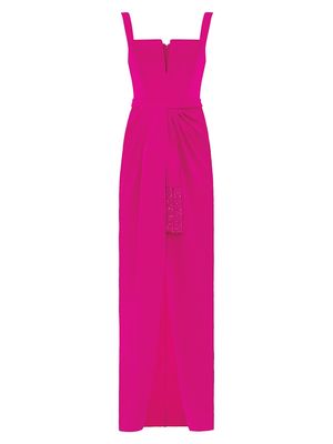 Women's Draped Crepe Column Gown - Fuchsia - Size 10 - Fuchsia - Size 10