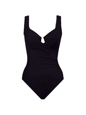 Women's Draped One-Piece Swimsuit - Black - Size 18W - Black - Size 18W