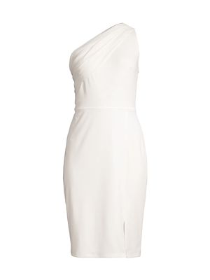 Women's Draped One-Shoulder Knee-Length Dress - Ivory - Size 0