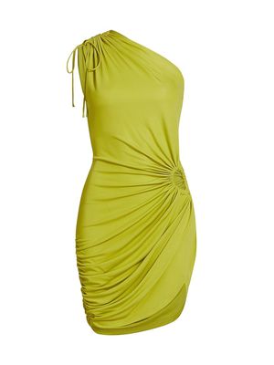 Women's Draped One-Shoulder Minidress - Lime - Size 4