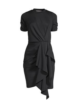 Women's Draped Short-Sleeve Minidress - Black - Size XS