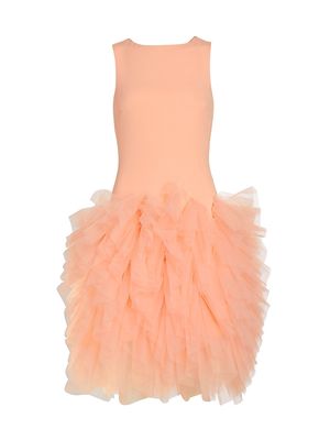 Women's Drop-Waist Tulle Minidress - Coral - Size 10