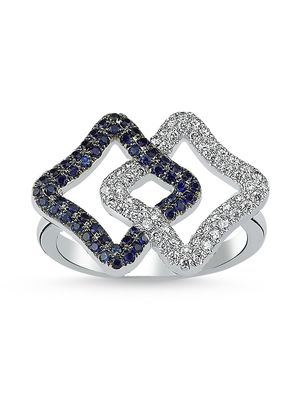 Women's Duality 18K White Gold, Blue Sapphire, & Diamond Ring - White Gold - Size 6 - White Gold - Size 6