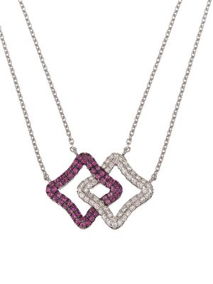 Women's Duality 18K White Gold, Diamond & Pink Sapphire Intertwined Double Necklace - White Gold - White Gold