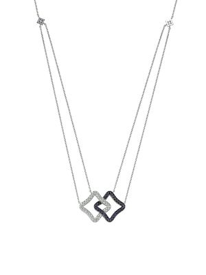 Women's Duality 18K White Gold, Sapphire, & Diamond Double-Pendant Necklace - White Gold - White Gold
