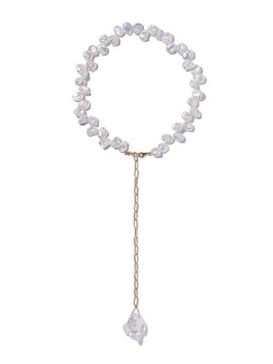 Women's Duo Chain 18K White Gold & Pearl Necklace - Pearl - Pearl