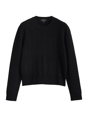 Women's Durham Herringbone Cashmere Sweater - Black - Size Medium