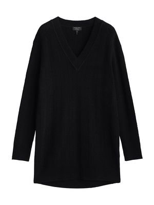 Women's Durham Herringbone-Knit Cashmere Minidress - Black - Size XL