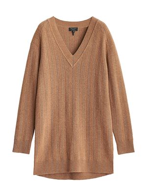 Women's Durham Herringbone-Knit Cashmere Minidress - Camel - Size Small