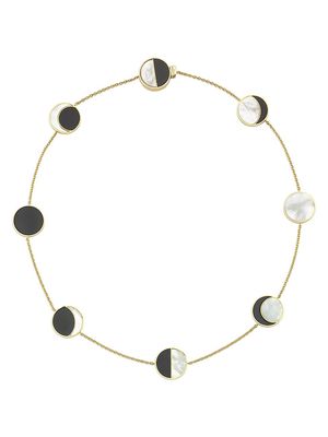 Women's Eclipse 18K Yellow Gold, Onyx, & Mother-Of-Pearl Station Necklace - Yellow Gold - Yellow Gold