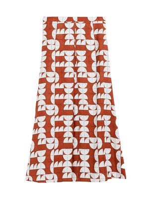 Women's Edile Printed Linen Maxi Skirt - Rust - Size 2