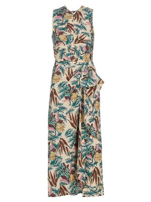 Women's Edlyn Printed Cotton Poplin Midi-Dress - Wild Flower - Size 6