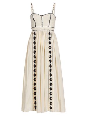 Women's Elin Cotton Embroidered Maxi Dress - Ivory - Size 0