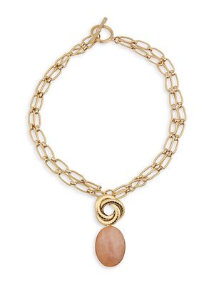 Women's Elizabeth 24K Gold-Plated & Pink Quartz Pendant Necklace - Pink - Size Large