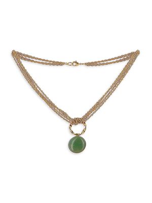 Women's Elizabeth Gold-Plated & Aventurine Pendant Necklace - Green - Green