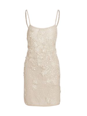 Women's Elle Floral Embroidered Minidress - Ivory - Size XS - Ivory - Size XS