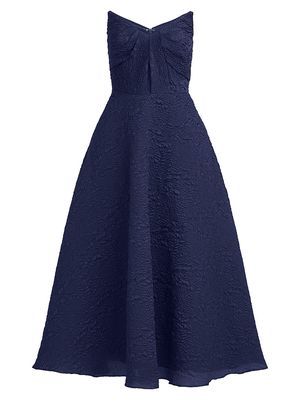 Women's Ellie Crinkle Calf-Length A-Line Midi-Dress - Navy - Size 8