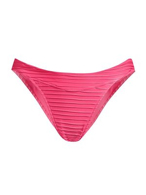 Women's Elliott Textured Pleated Bikini Bottoms - Halcyon Pink - Size Small - Halcyon Pink - Size Small