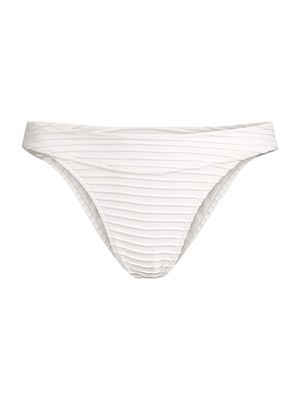 Women's Elliott Textured Pleated Bikini Bottoms - Salt Pleat - Size Small - Salt Pleat - Size Small