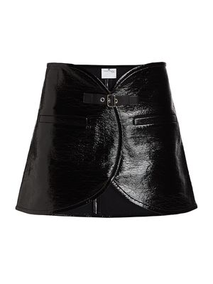 Women's Ellipse Vinyl Wrap-Effect Miniskirt - Black - Size 4