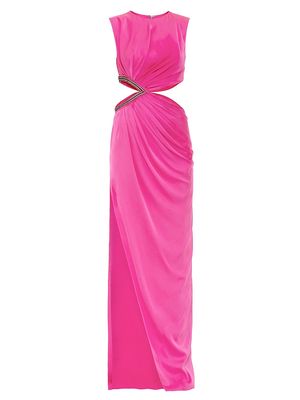 Women's Embellished Cut-Out Column Gown - Fuchsia - Size 2