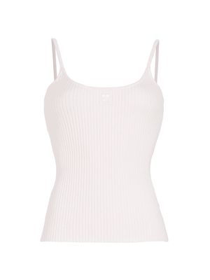 Women's Embroidered Rib-Knit Camisole - Pale Pink - Size Medium